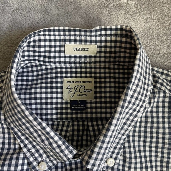 VTG J. Crew Shirt Mens Large Blue Checkered Classic Button Up Collared Preppy - Picture 3 of 15